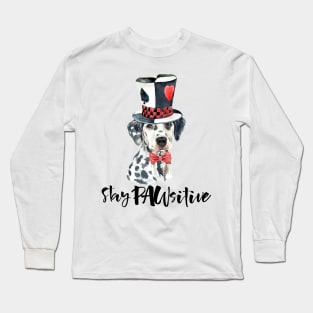 Funny Watercolor Dalmatian Dog with Magic Top Hat Dog Quote Graphic Tees Long Sleeve T-Shirt